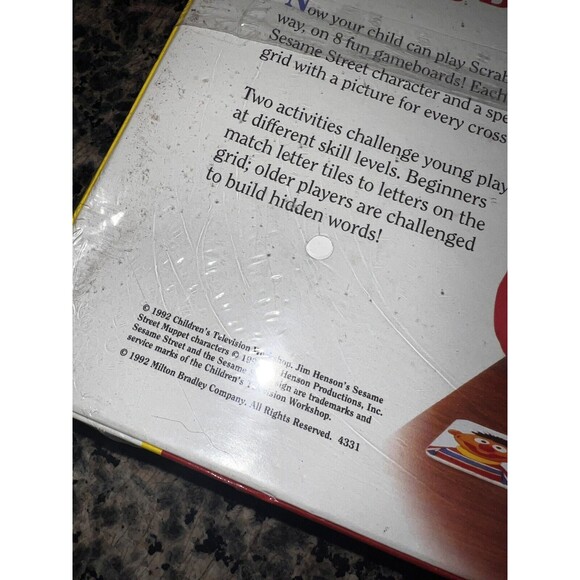 Sesame Street Kids Scrabble Game by Milton Bradley 1992 Vintage Game New Sealed - Picture 3 of 11